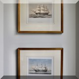 A03. Pair of framed ship prints. 13”h x 14”w 
